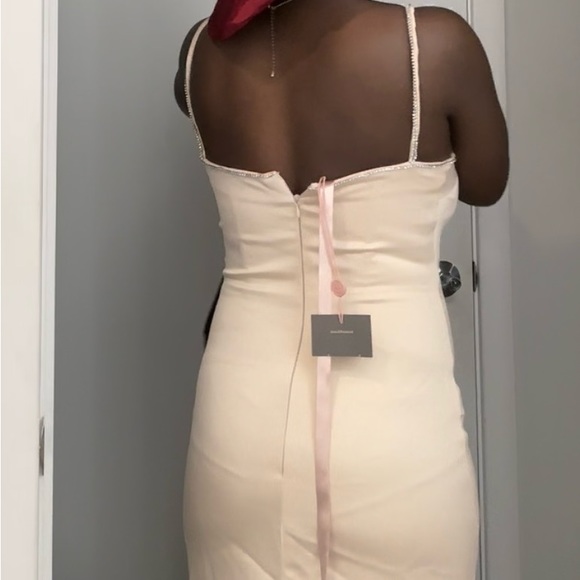 House of CB Margiela Rhinestone Embellished Ivory Midi Dress Gown Size M NWT - Picture 5 of 6